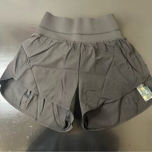 NEW Blooming Jelly black High-Waisted Running Shorts, Side Slit & underpants